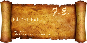 Füri Edit névjegykártya